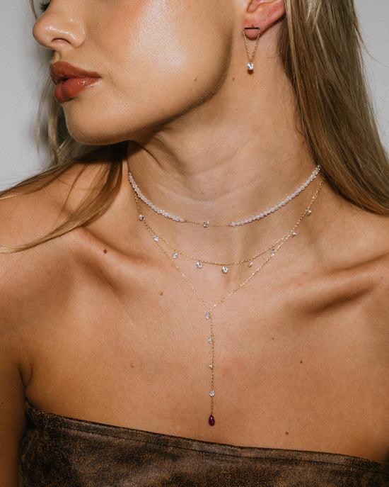 Celestial Glow Choker with Single Crystal Drop - Oria.jewelry