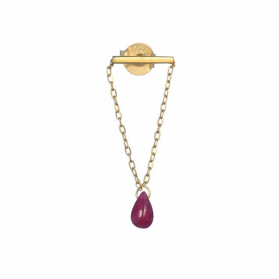 Ruby Drop Bar Single Earring - Oria.jewelry