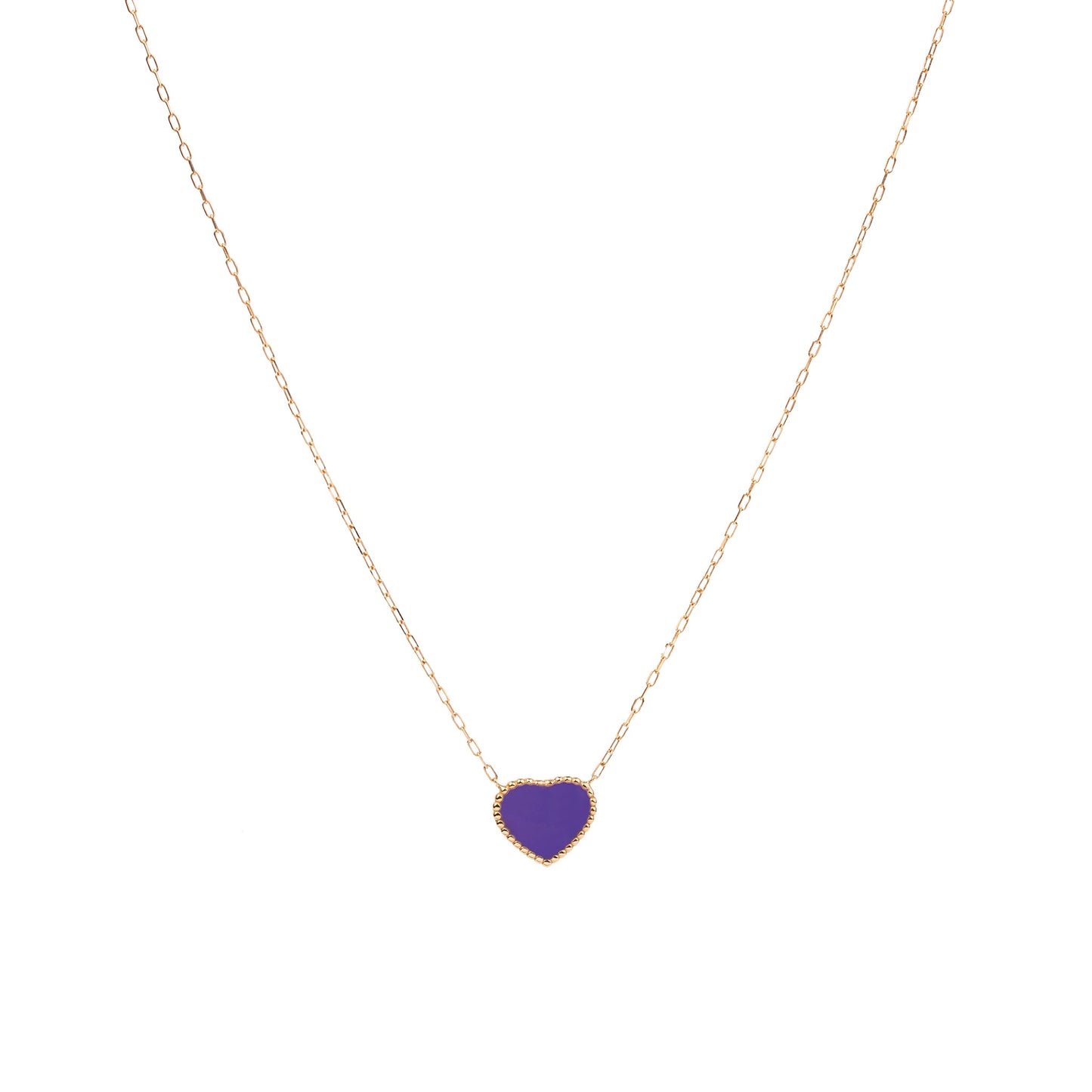 The Amethyst Enamel heart necklace - Oria.jewelry