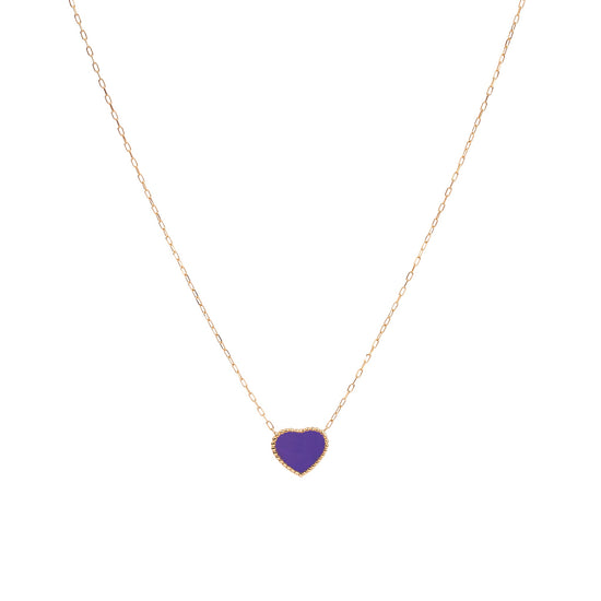 The Amethyst Enamel heart necklace - Oria.jewelry
