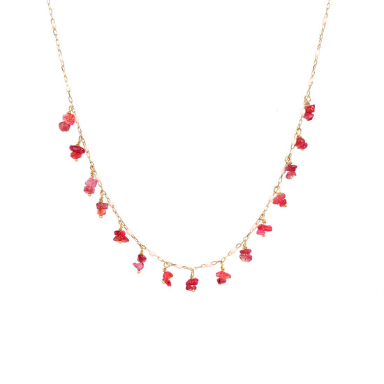 Load image into Gallery viewer, The fiery spinel necklace with pink enamel - Oria.jewelry
