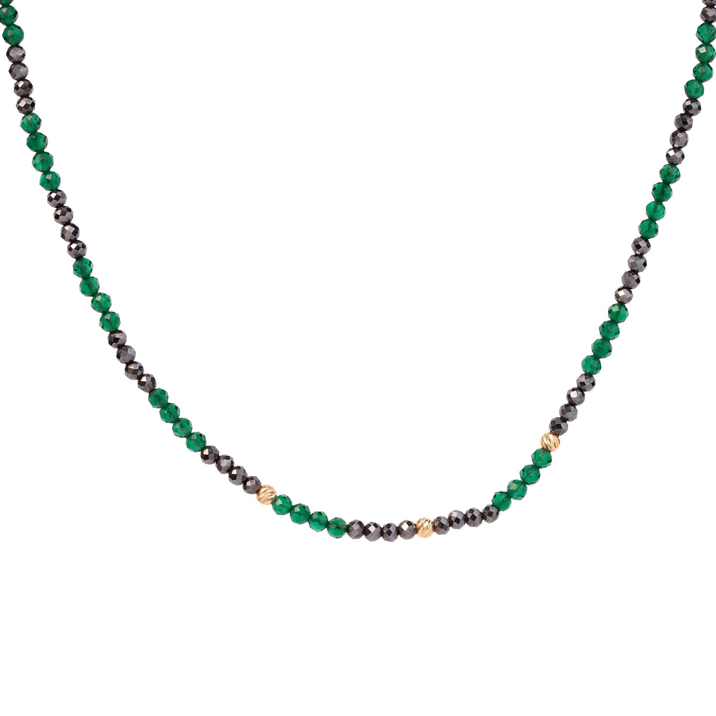The Green Emerald & Hematite Bead Choker - Oria.jewelry