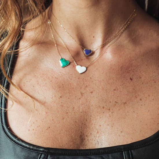 The Green Enamel Heart Necklace - Oria.jewelry