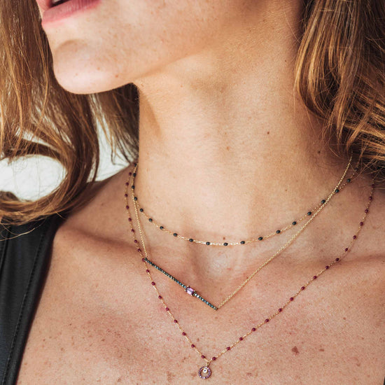 Load image into Gallery viewer, The Kristine Black Dia Bar Necklace - Oria.jewelry
