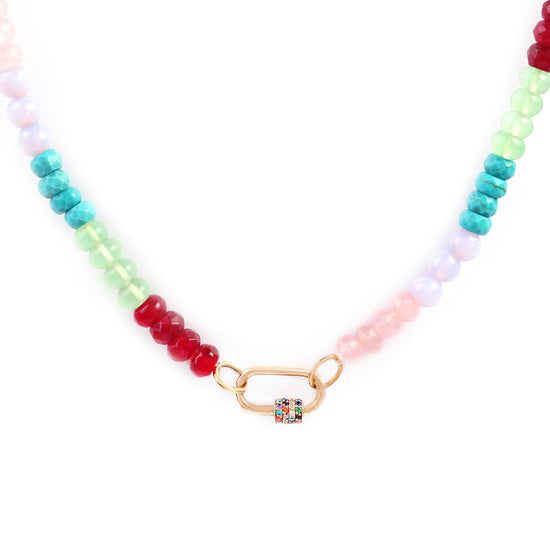 The Lock with a colored beaded chain - Oria.jewelry