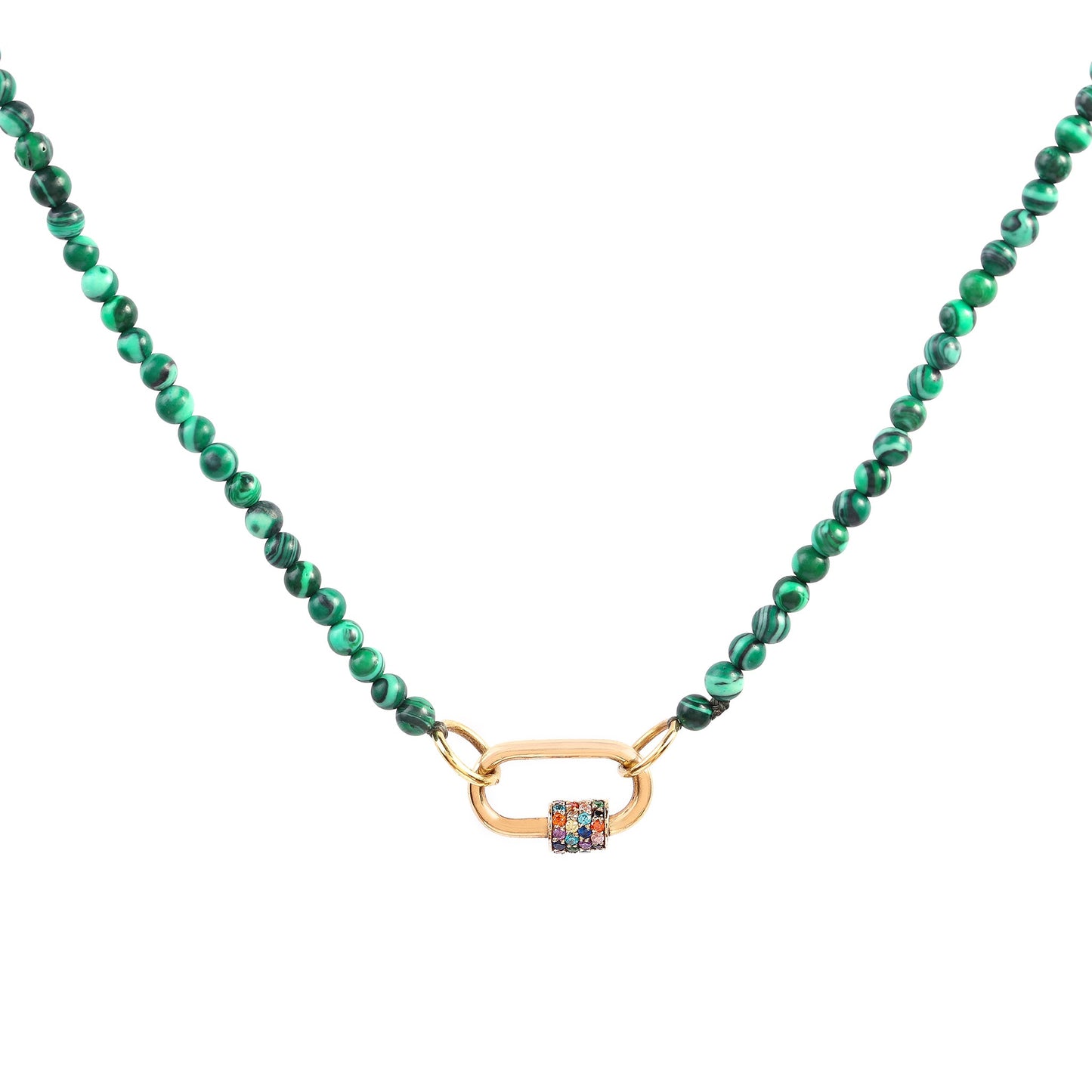 Load image into Gallery viewer, The Lock with a malachite chain - Oria.jewelry
