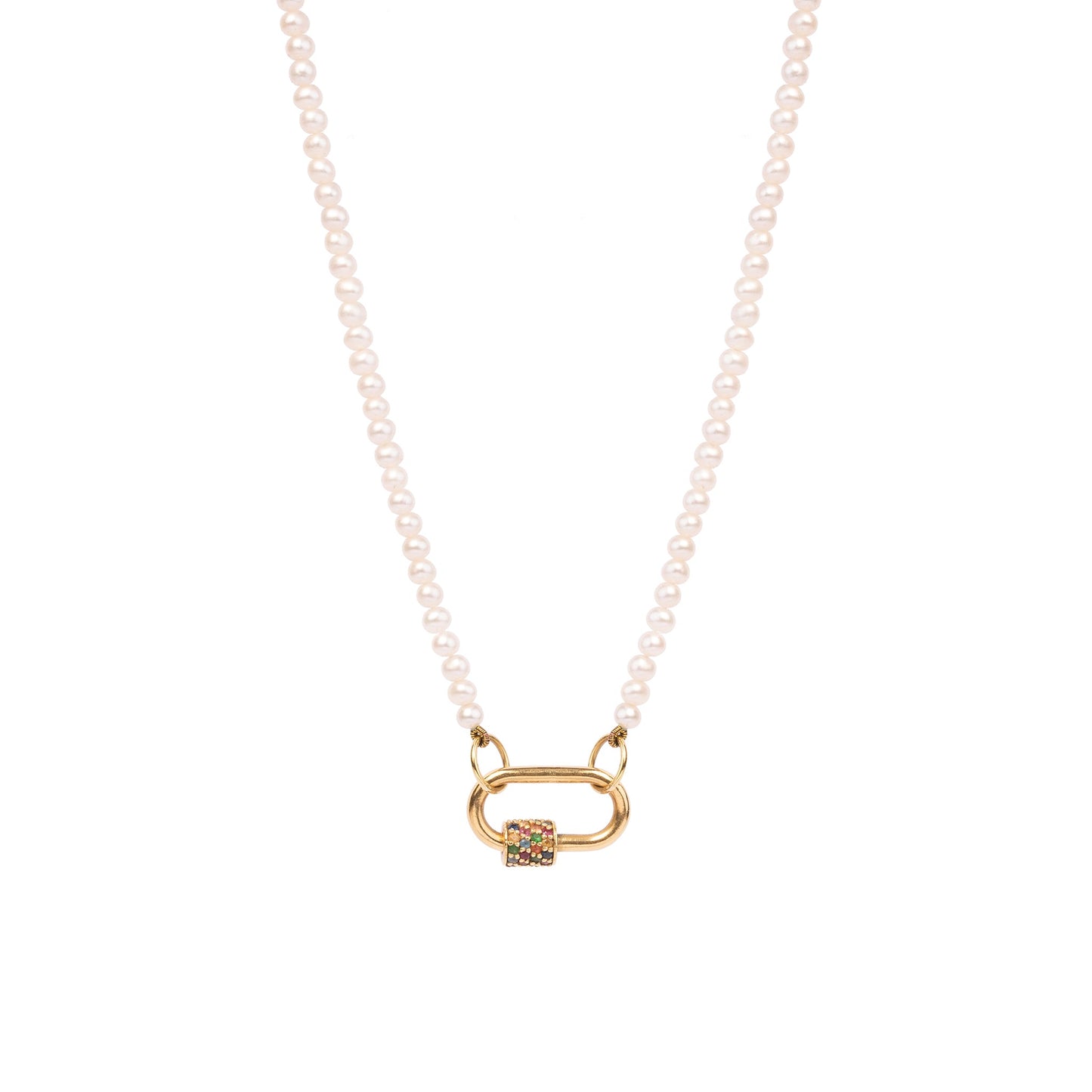 Load image into Gallery viewer, The Lock with a pearl chain - Oria.jewelry

