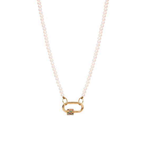 Load image into Gallery viewer, The Lock with a pearl chain - Oria.jewelry
