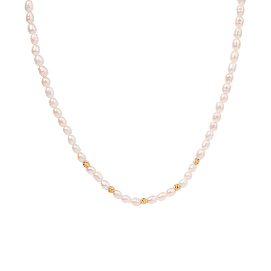 Load image into Gallery viewer, The Pearl &amp;amp; Gold Bead Choker - Oria.jewelry

