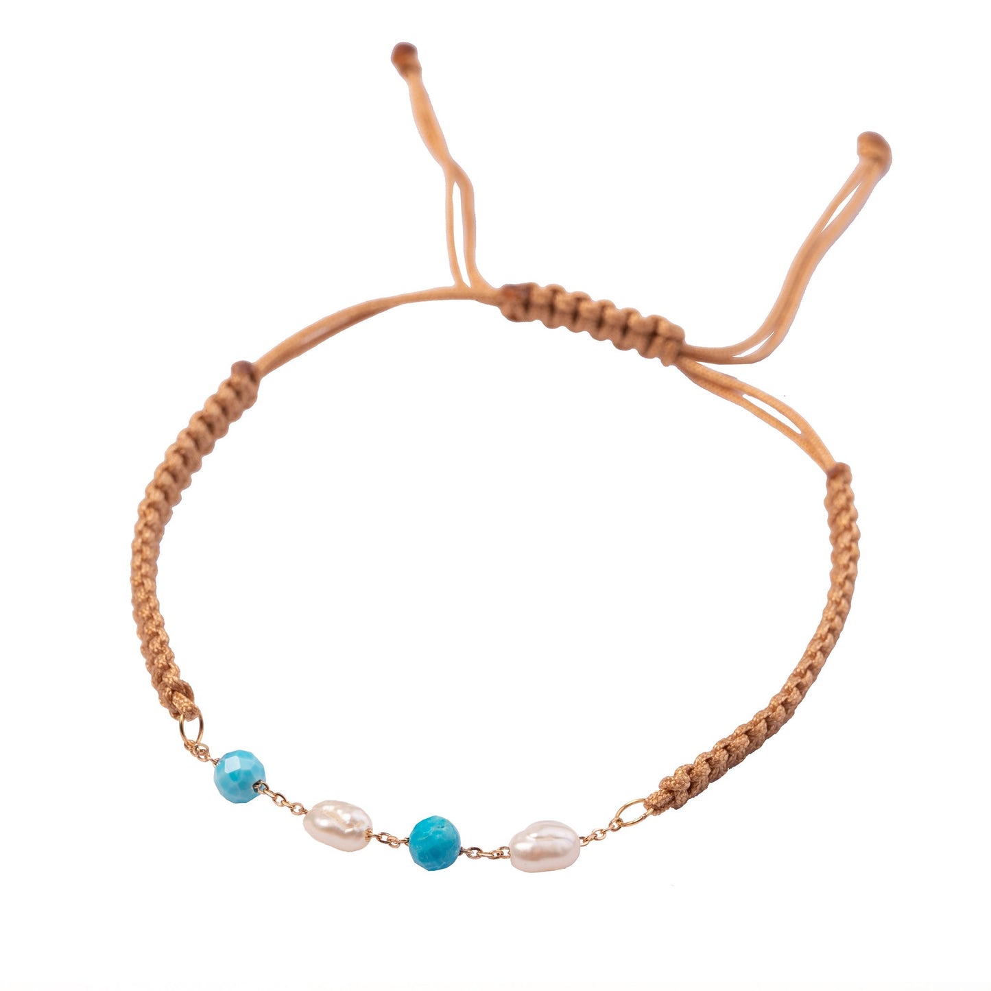 The Pearl & turquoise shamballa bracelet - Oria.jewelry