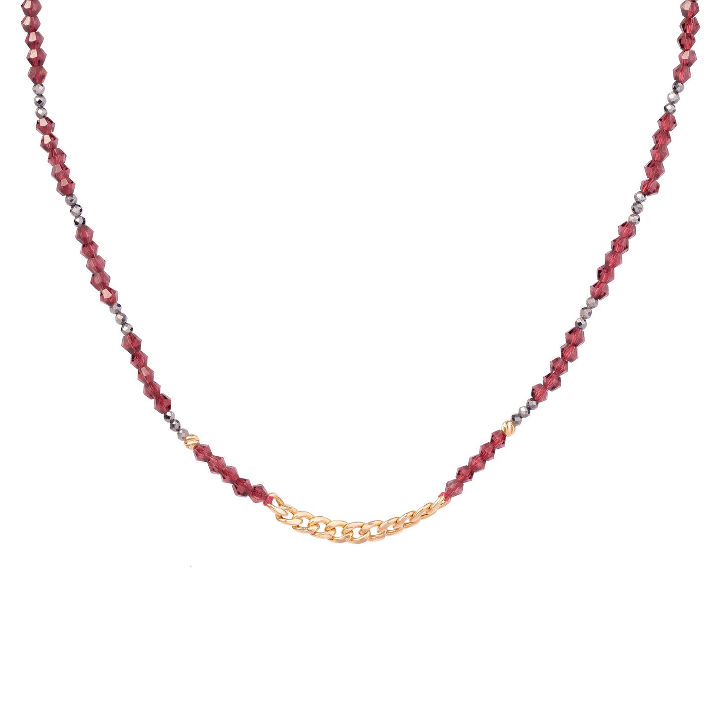 The Purple & Gold Link Chain Bead Choker - Oria.jewelry